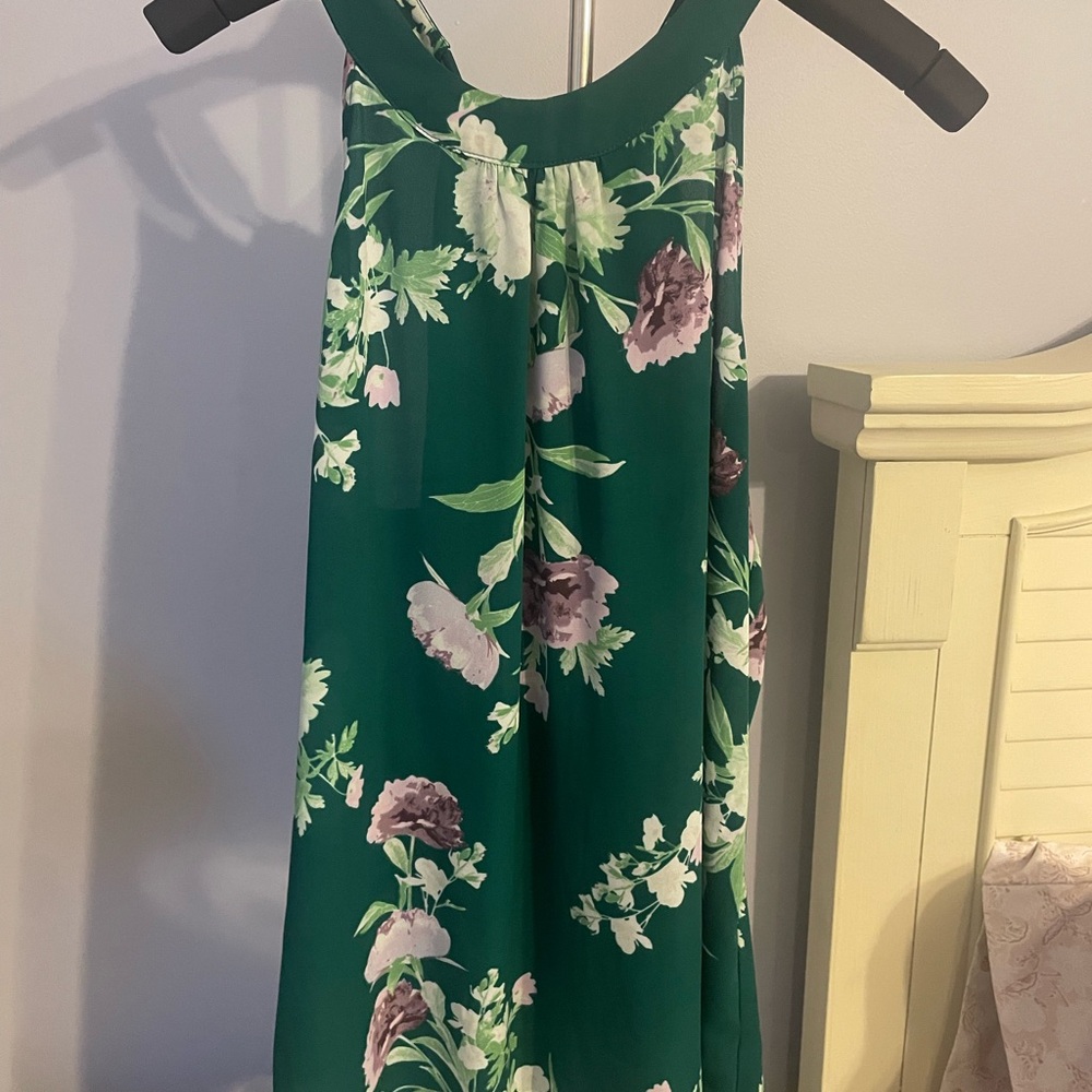 Summer Sleeveless top with sheer back panel and sash to tie on upper back